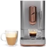 Café Affetto Automatic Espresso Machine + Milk Frother | Built-In & Adjustable Espresso Bean Grinder | One-Touch Brew in 90 Seconds | Steel Silver, 1.2 Liter, (C7CEBBS2RS3)