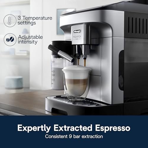 B0B38KRTV6-3-1755805360342.jpg De'Longhi Magnifica Evo Automatic Espresso & Coffee Machine with Auto Milk Frother, Built-in Grinder & Auto-Clean Function - For Latte, Cappuccino, Americano, Iced Coffee, ECAM29084SB , Silver - Image 5